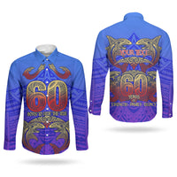 Personalized Polynesian 60th Birthday Couples Matching Summer Maxi Dress and Long Sleeve Button Shirt Polynesian Tribal Art Vintage Ocean Pattern TS04 - Polynesian Pride