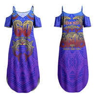 Personalized Polynesian 60th Birthday Couples Matching Summer Maxi Dress and Long Sleeve Button Shirt Polynesian Tribal Art Vintage Ocean Pattern TS04 - Polynesian Pride