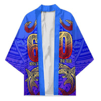 Personalized Polynesian 60th Birthday Kimono Polynesian Tribal Art Vintage Ocean Pattern TS04 Unisex Blue Yellow - Polynesian Pride