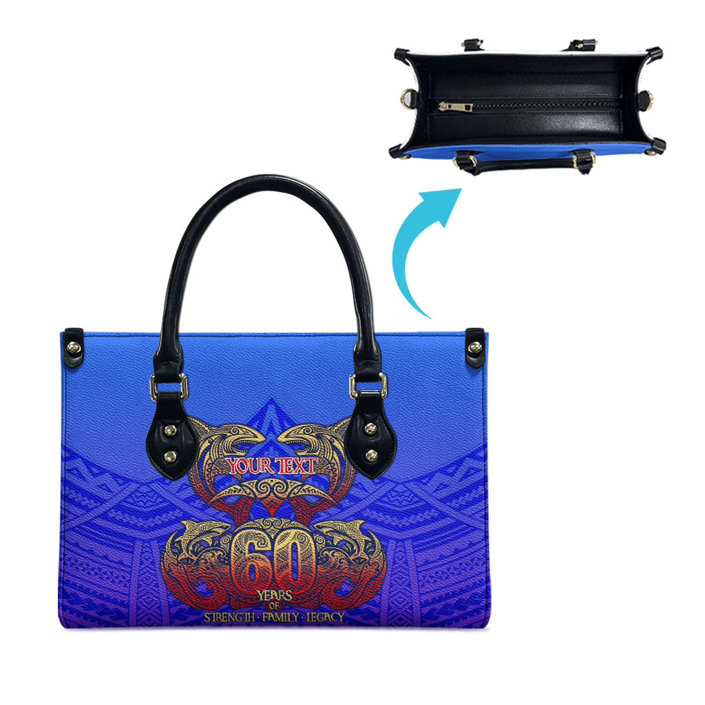Personalized Polynesian 60th Birthday Leather Bag Polynesian Tribal Art Vintage Ocean Pattern TS04 - Polynesian Pride