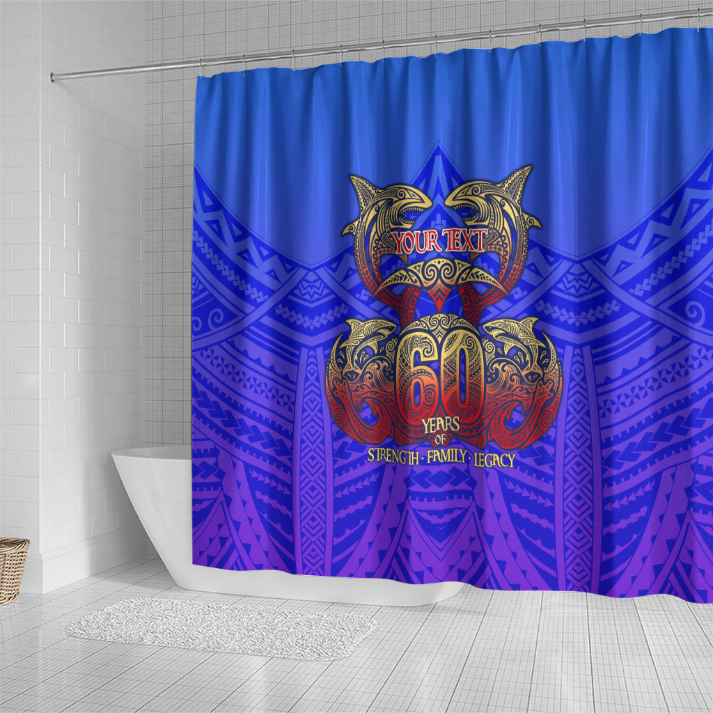 Personalized Polynesian 60th Birthday Shower Curtain Polynesian Tribal Art Vintage Ocean Pattern TS04 - Polynesian Pride