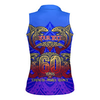Personalized Polynesian 60th Birthday Women Sleeveless Polo Shirt Polynesian Tribal Art Vintage Ocean Pattern TS04 - Polynesian Pride