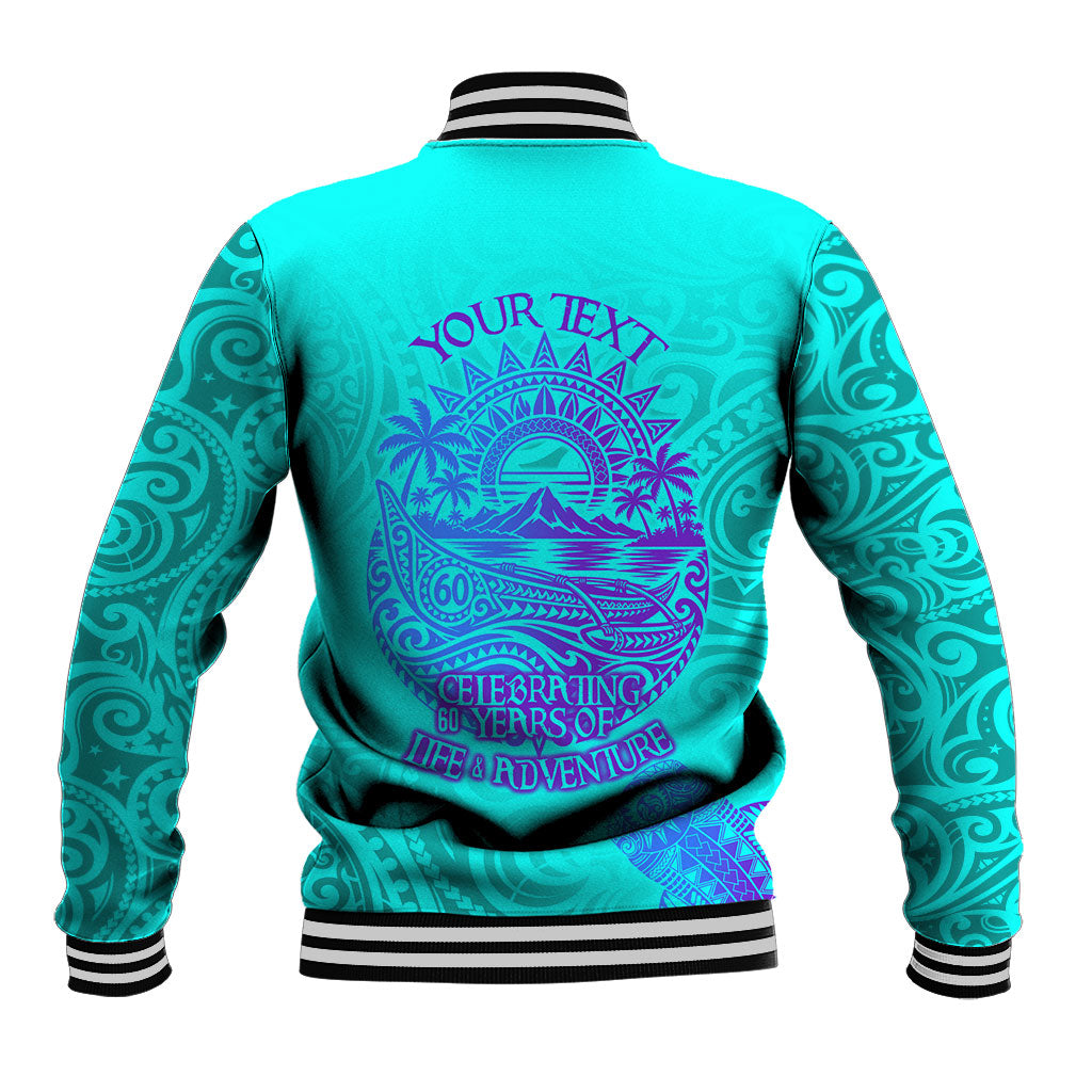 Personalized Polynesian 60th Birthday Island Life Since 1966 Baseball Jacket Vibrant Tribal Tattoo Ocean Sunset Pattern TS04 - Polynesian Pride