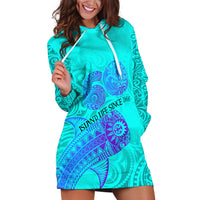 Personalized Polynesian 60th Birthday Island Life Since 1966 Hoodie Dress Vibrant Tribal Tattoo Ocean Sunset Pattern TS04 Blue Purple - Polynesian Pride