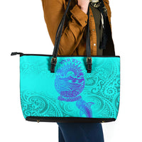 Personalized Polynesian 60th Birthday Island Life Since 1966 Leather Tote Bag Vibrant Tribal Tattoo Ocean Sunset Pattern TS04 - Polynesian Pride