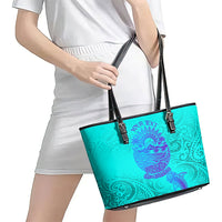 Personalized Polynesian 60th Birthday Island Life Since 1966 Leather Tote Bag Vibrant Tribal Tattoo Ocean Sunset Pattern TS04 - Polynesian Pride
