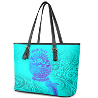 Personalized Polynesian 60th Birthday Island Life Since 1966 Leather Tote Bag Vibrant Tribal Tattoo Ocean Sunset Pattern TS04 - Polynesian Pride