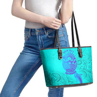 Personalized Polynesian 60th Birthday Island Life Since 1966 Leather Tote Bag Vibrant Tribal Tattoo Ocean Sunset Pattern TS04 - Polynesian Pride