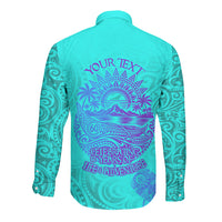 Personalized Polynesian 60th Birthday Island Life Since 1966 Long Sleeve Button Shirt Vibrant Tribal Tattoo Ocean Sunset Pattern TS04 - Polynesian Pride