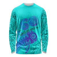 Personalized Polynesian 60th Birthday Island Life Since 1966 Long Sleeve Shirt Vibrant Tribal Tattoo Ocean Sunset Pattern TS04 Unisex Blue Purple - Polynesian Pride