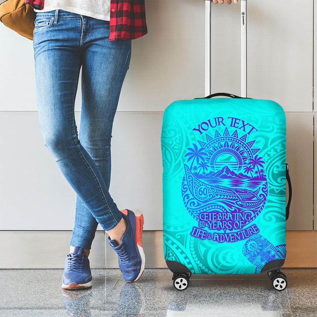 Personalized Polynesian 60th Birthday Island Life Since 1966 Luggage Cover Vibrant Tribal Tattoo Ocean Sunset Pattern TS04 - Polynesian Pride
