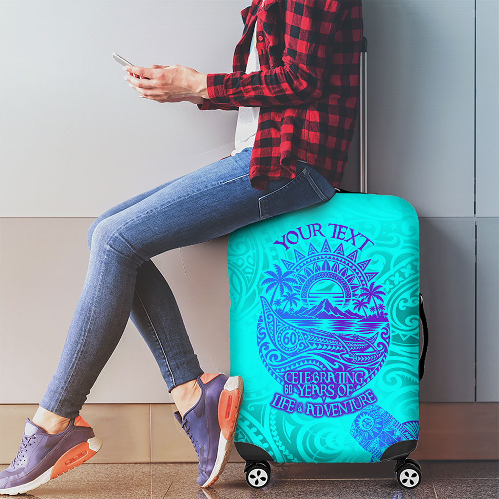 Personalized Polynesian 60th Birthday Island Life Since 1966 Luggage Cover Vibrant Tribal Tattoo Ocean Sunset Pattern TS04 - Polynesian Pride