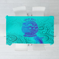 Personalized Polynesian 60th Birthday Island Life Since 1966 Tablecloth Vibrant Tribal Tattoo Ocean Sunset Pattern
