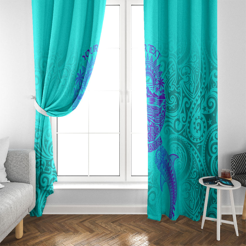 Personalized Polynesian 60th Birthday Island Life Since 1966 Window Curtain Vibrant Tribal Tattoo Ocean Sunset Pattern TS04 - Polynesian Pride