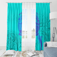 Personalized Polynesian 60th Birthday Island Life Since 1966 Window Curtain Vibrant Tribal Tattoo Ocean Sunset Pattern TS04 - Polynesian Pride