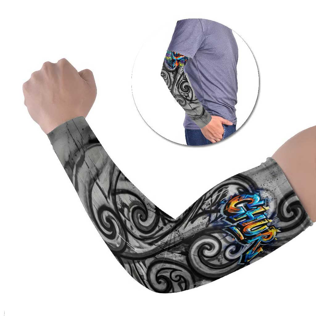 Chur Bro Shaka Sign Arm Sleeves New Zealand Koru Colorful Graffiti Splash TS04 Set of 2 Multicolor - Polynesian Pride