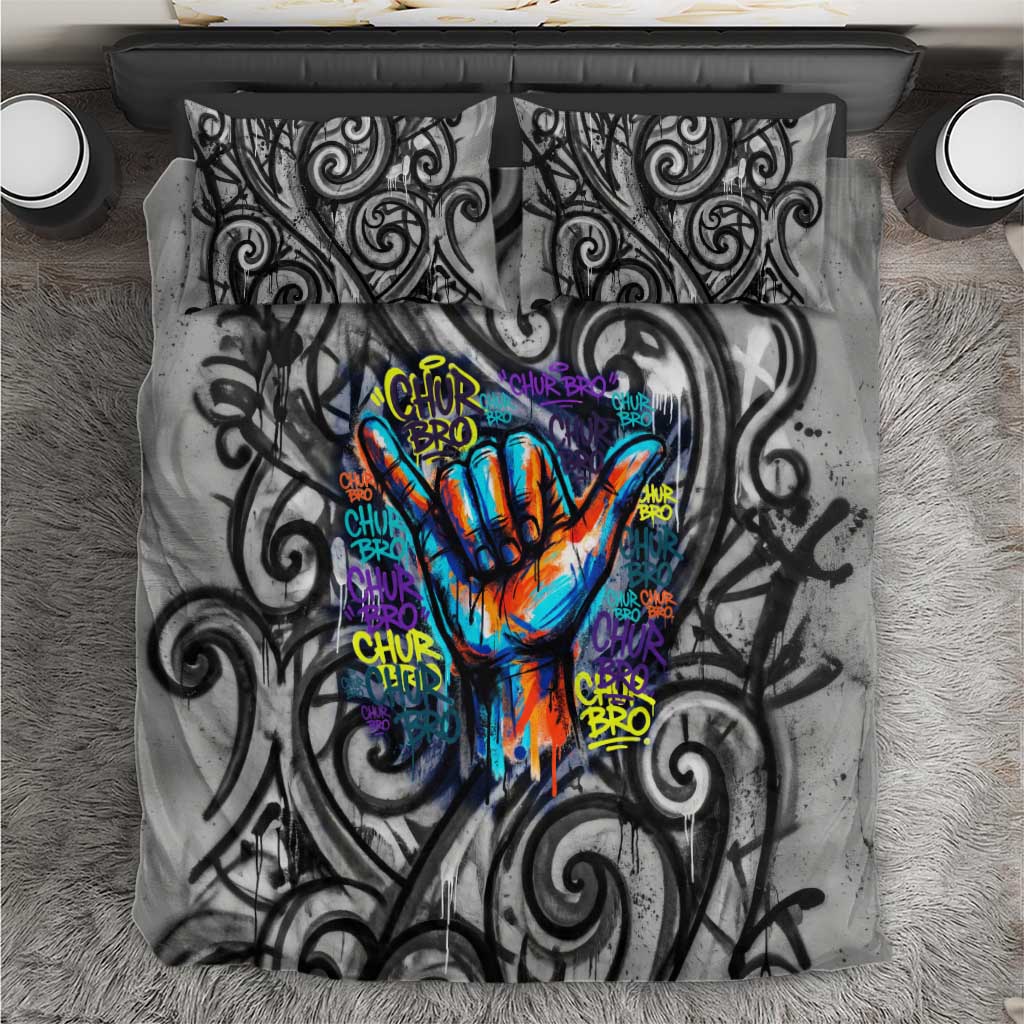 Chur Bro Shaka Sign Bedding Set New Zealand Koru Colorful Graffiti Splash TS04 Multicolor - Polynesian Pride