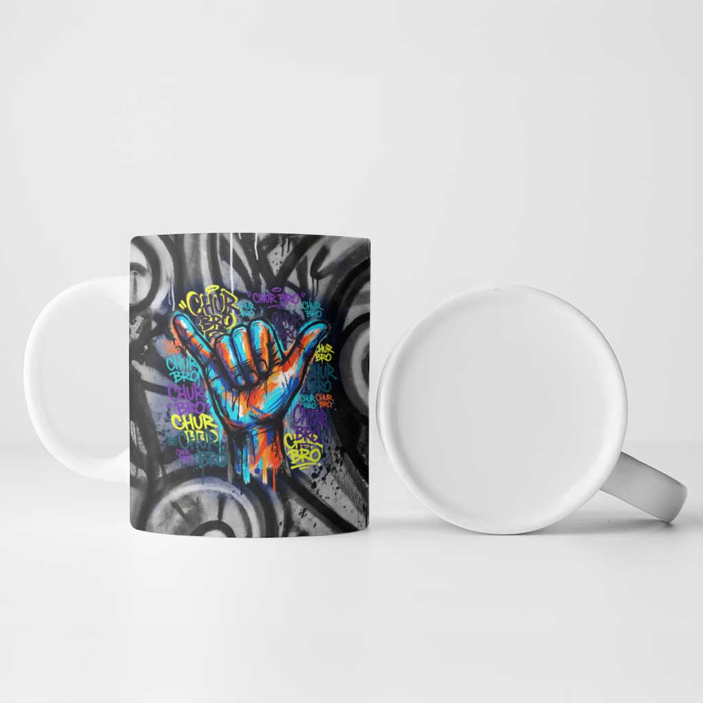 Chur Bro Shaka Sign Ceramic Mug New Zealand Koru Colorful Graffiti Splash TS04 - Polynesian Pride