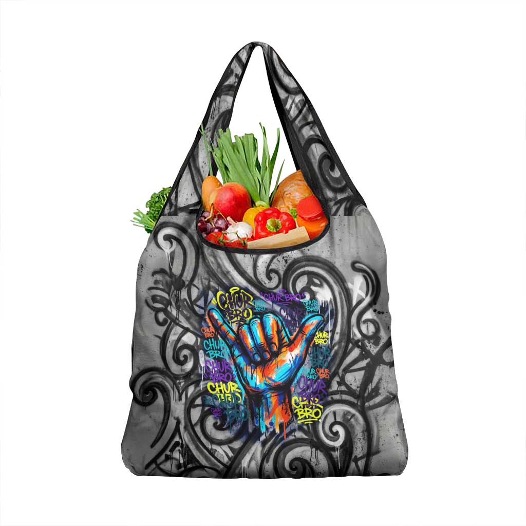 Chur Bro Shaka Sign Grocery Bag New Zealand Koru Colorful Graffiti Splash TS04 1-pack One Size Multicolor - Polynesian Pride