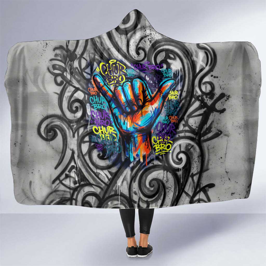 Chur Bro Shaka Sign Hooded Blanket New Zealand Koru Colorful Graffiti Splash TS04 One Size Multicolor - Polynesian Pride