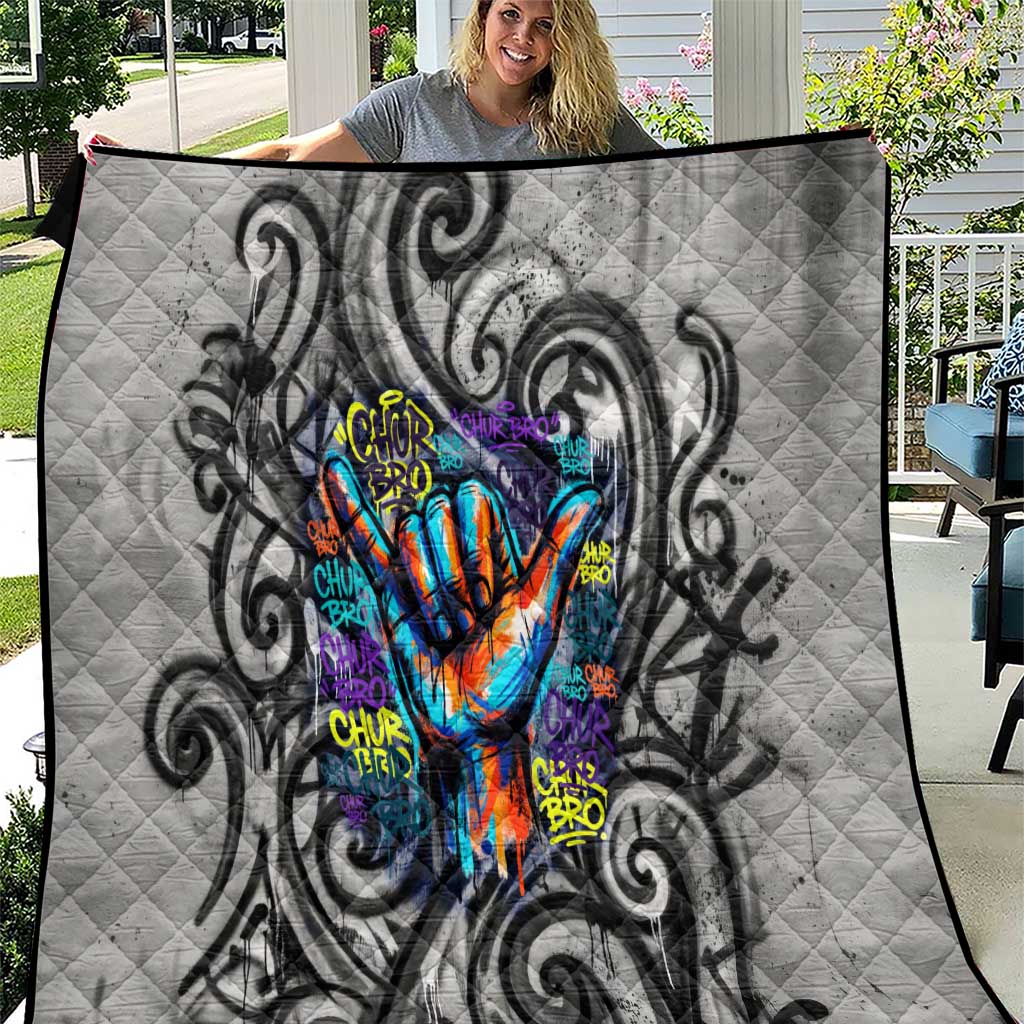 Chur Bro Shaka Sign Quilt New Zealand Koru Colorful Graffiti Splash TS04 Multicolor - Polynesian Pride