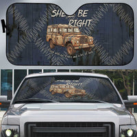 New Zealand She’ll Be Right Auto Sun Shade NZ Slang No. 8 Wire Map Pattern TS04 Navy Slate - Polynesian Pride