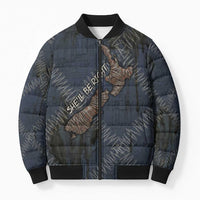 New Zealand She’ll Be Right Bomber Puffer Jacket NZ Slang No. 8 Wire Map Pattern TS04 Unisex Navy Slate - Polynesian Pride