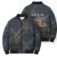 New Zealand She’ll Be Right Bomber Puffer Jacket NZ Slang No. 8 Wire Map Pattern TS04 - Polynesian Pride