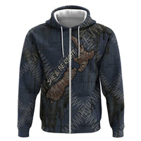 New Zealand She’ll Be Right Hoodie NZ Slang No. 8 Wire Map Pattern TS04 Zip Hoodie Navy Slate - Polynesian Pride