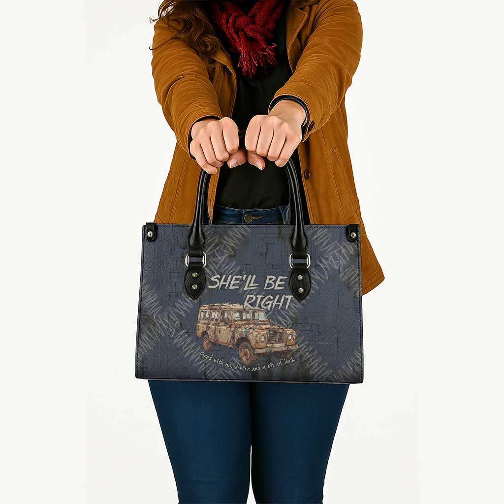 New Zealand She’ll Be Right Leather Bag NZ Slang No. 8 Wire Map Pattern TS04 - Polynesian Pride