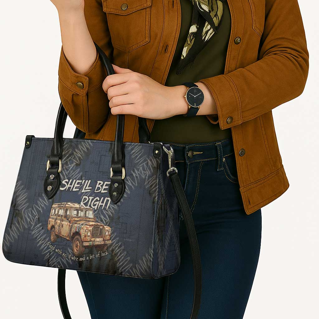 New Zealand She’ll Be Right Leather Bag NZ Slang No. 8 Wire Map Pattern TS04 - Polynesian Pride