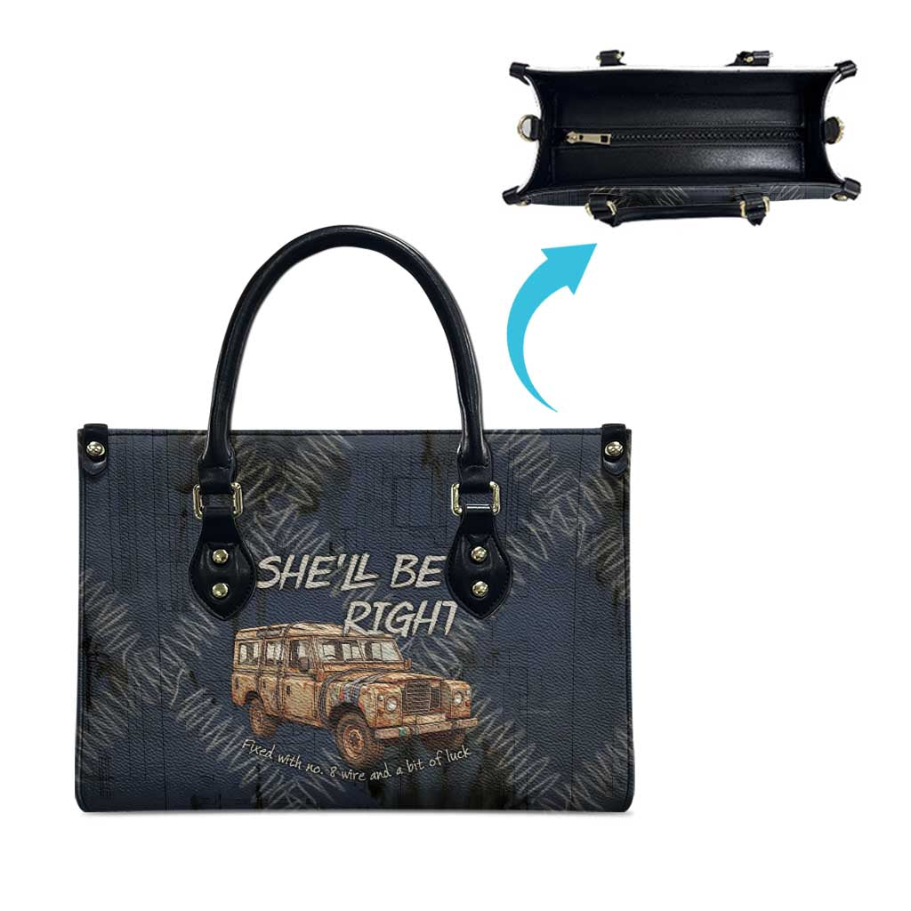 New Zealand She’ll Be Right Leather Bag NZ Slang No. 8 Wire Map Pattern TS04 - Polynesian Pride