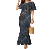 New Zealand She’ll Be Right Mermaid Dress NZ Slang No. 8 Wire Map Pattern TS04 Women Navy Slate - Polynesian Pride