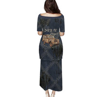 New Zealand She’ll Be Right Puletasi NZ Slang No. 8 Wire Map Pattern TS04 - Polynesian Pride
