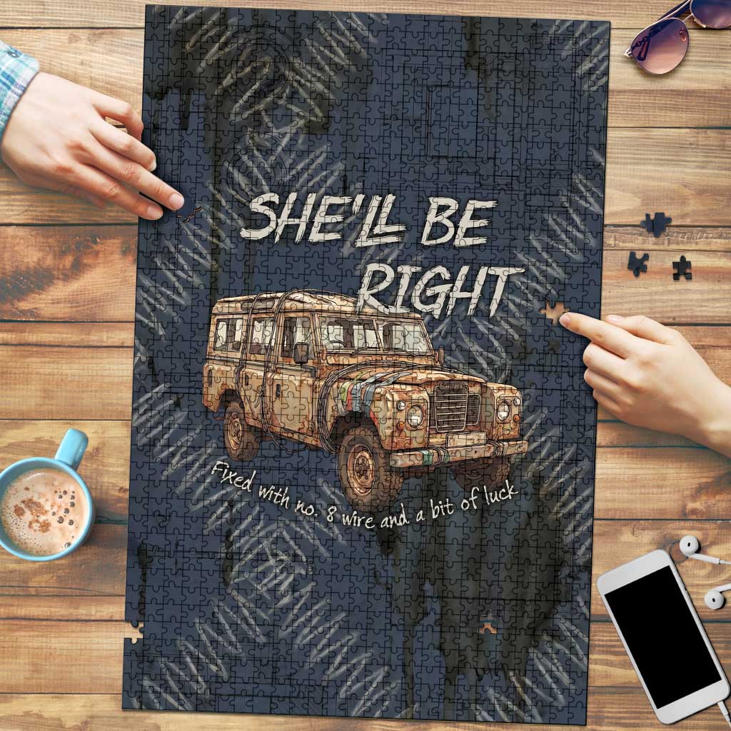 New Zealand She’ll Be Right Puzzle NZ Slang No. 8 Wire Map Pattern TS04 Navy Slate - Polynesian Pride
