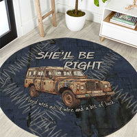 New Zealand She’ll Be Right Round Carpet NZ Slang No. 8 Wire Map Pattern TS04 Navy Slate - Polynesian Pride