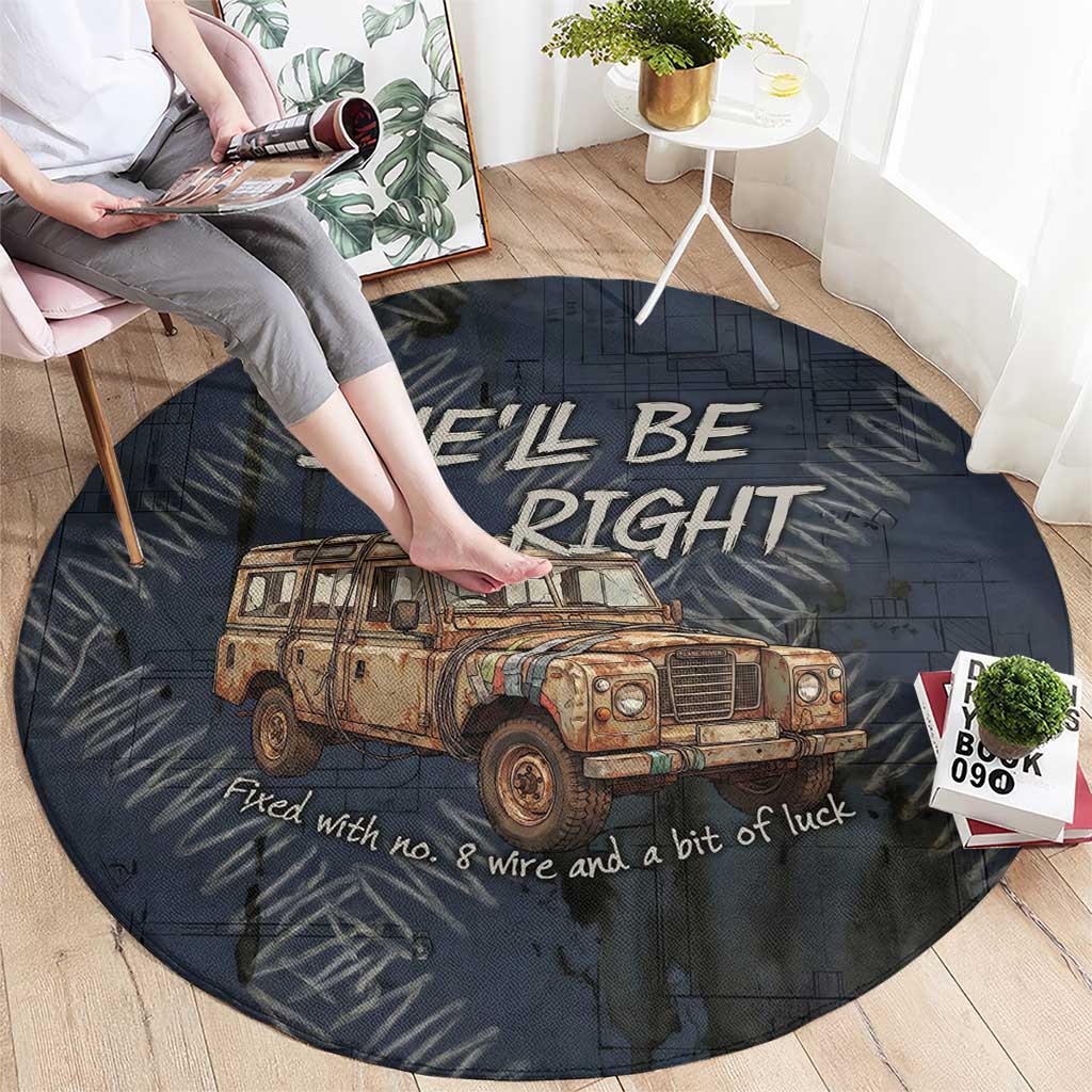 New Zealand She’ll Be Right Round Carpet NZ Slang No. 8 Wire Map Pattern TS04 - Polynesian Pride