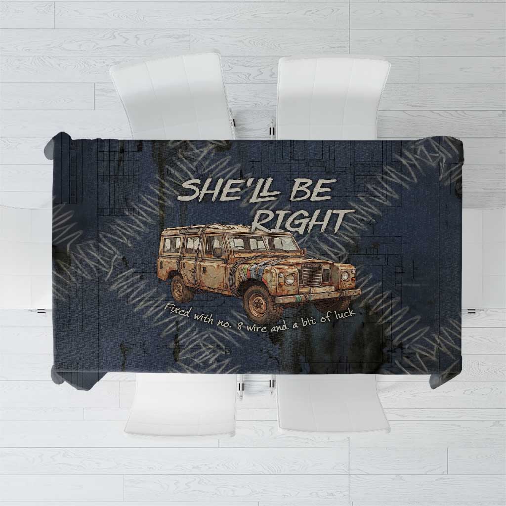 New Zealand She’ll Be Right Tablecloth NZ Slang No. 8 Wire Map Pattern TS04 Navy Slate - Polynesian Pride