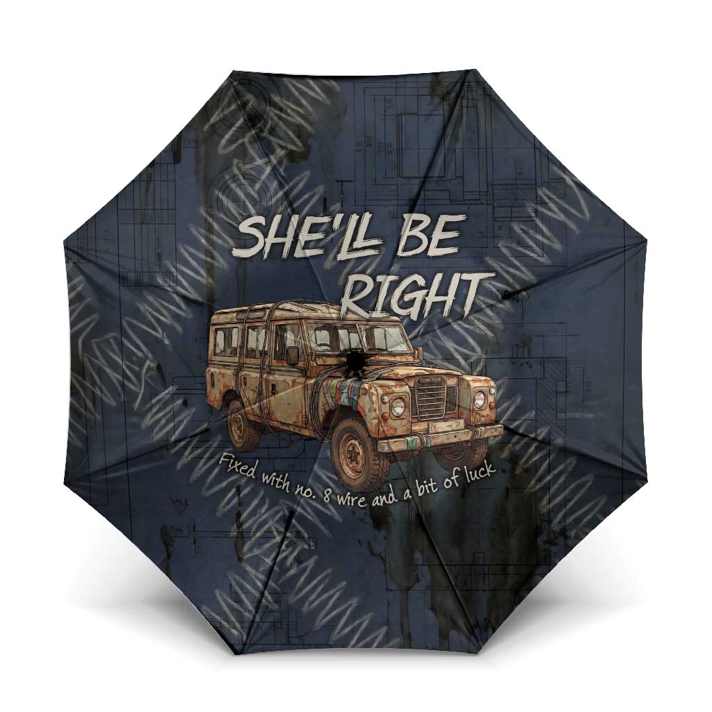New Zealand She’ll Be Right Umbrella NZ Slang No. 8 Wire Map Pattern TS04 One Size Folded 11.42 inch Opened Diameter 37.4 inch Navy Slate - Polynesian Pride
