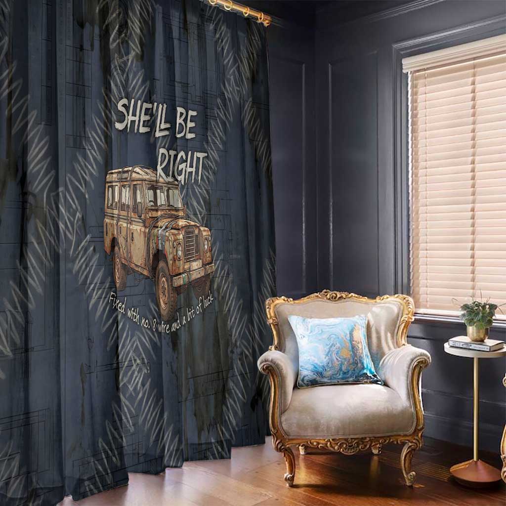 New Zealand She’ll Be Right Window Curtain NZ Slang No. 8 Wire Map Pattern TS04 - Polynesian Pride