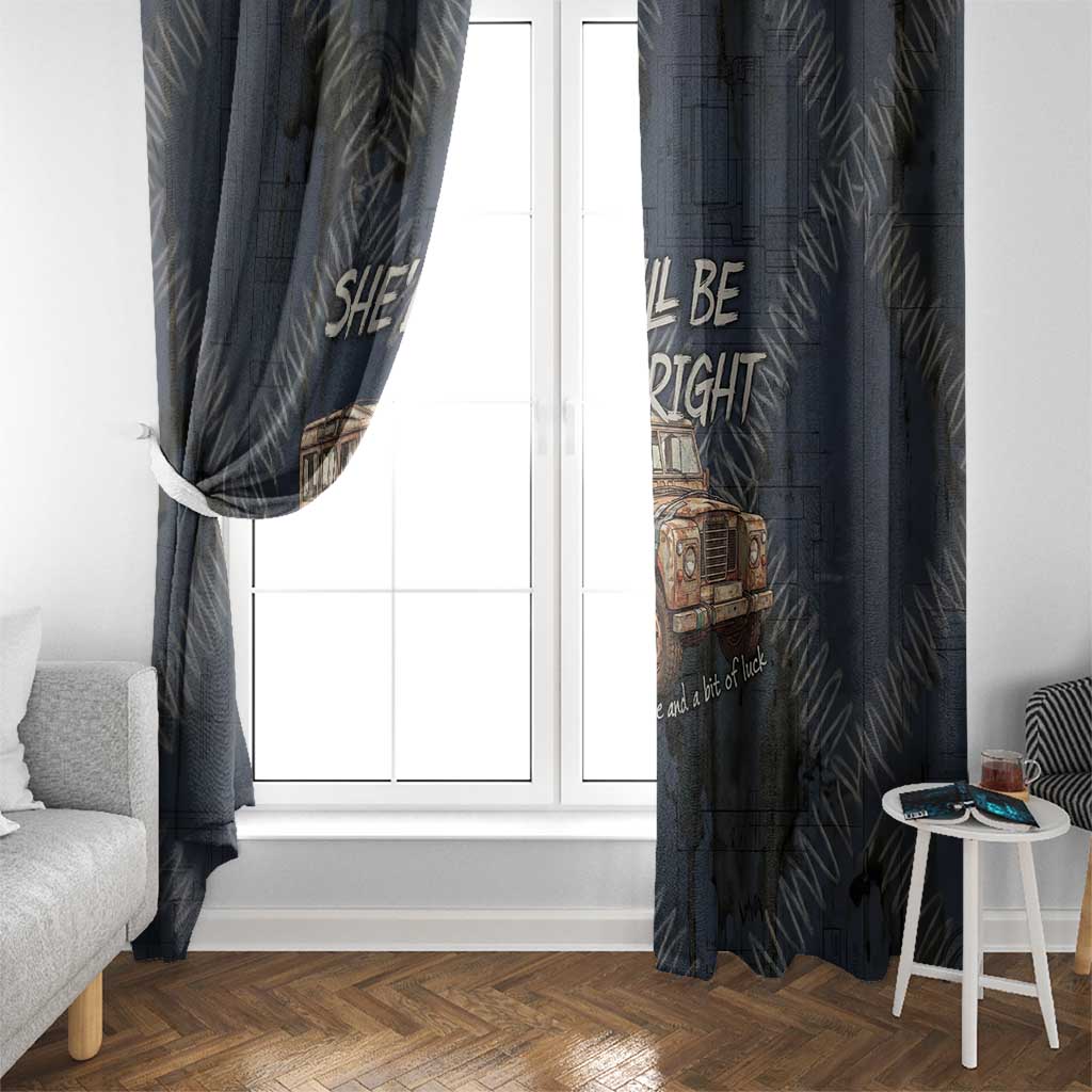 New Zealand She’ll Be Right Window Curtain NZ Slang No. 8 Wire Map Pattern TS04 - Polynesian Pride