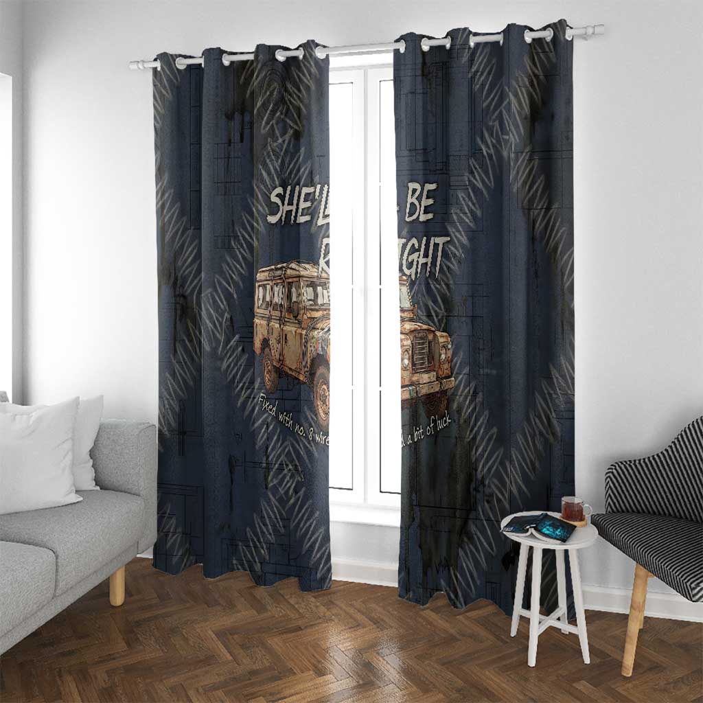 New Zealand She’ll Be Right Window Curtain NZ Slang No. 8 Wire Map Pattern TS04 With Grommets Navy Slate - Polynesian Pride