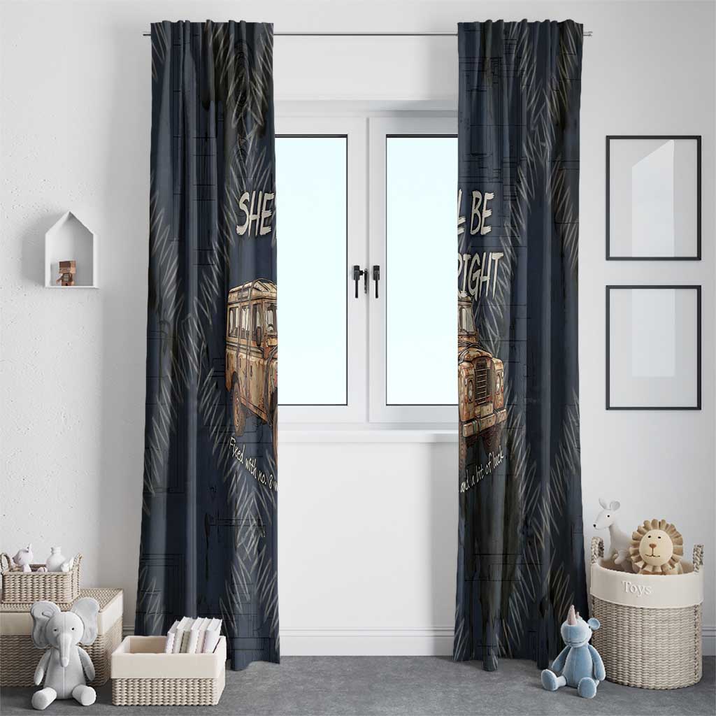 New Zealand She’ll Be Right Window Curtain NZ Slang No. 8 Wire Map Pattern TS04 - Polynesian Pride