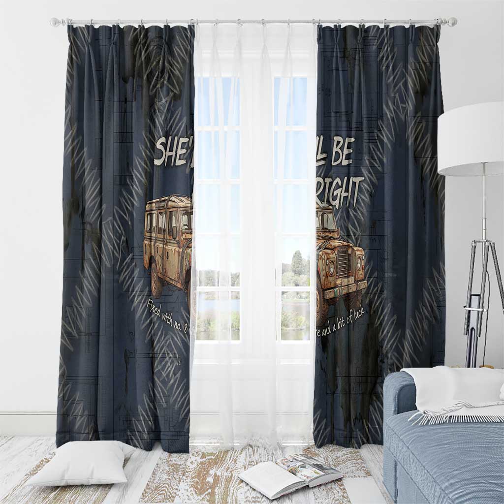 New Zealand She’ll Be Right Window Curtain NZ Slang No. 8 Wire Map Pattern TS04 - Polynesian Pride