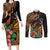 Polynesian Rottweiler Couples Matching Long Sleeve Bodycon Dress and Long Sleeve Button Shirts Polynesian Pattern And Rottweiler TS04 Black - Polynesian Pride