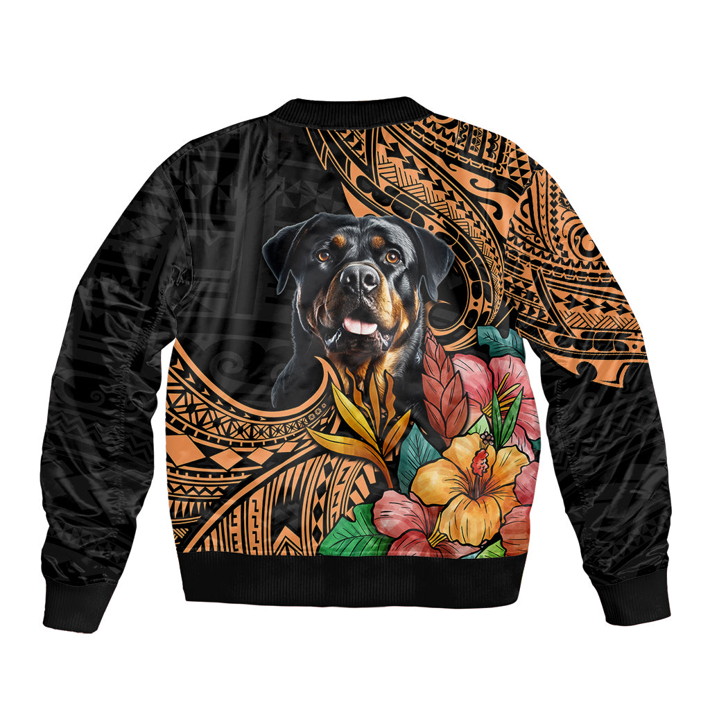 Polynesian Rottweiler Sleeve Zip Bomber Jacket Polynesian Pattern And Rottweiler TS04 - Polynesian Pride