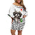 Polynesian Shih Tzu Off Shoulder Short Dress Polynesian Pattern And Shih Tzu TS04 Women White - Polynesian Pride