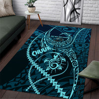 Chuuk Deep Into Truk Lagoon Area Rug Polynesian Tribal Pattern Wreck Diving Teal Ship Art TS04 Blue Black - Polynesian Pride