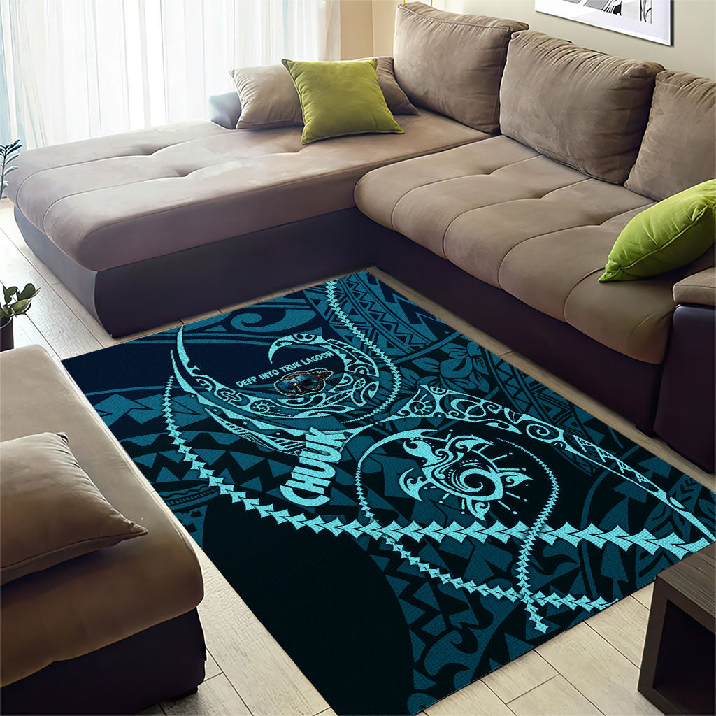 Chuuk Deep Into Truk Lagoon Area Rug Polynesian Tribal Pattern Wreck Diving Teal Ship Art TS04 - Polynesian Pride