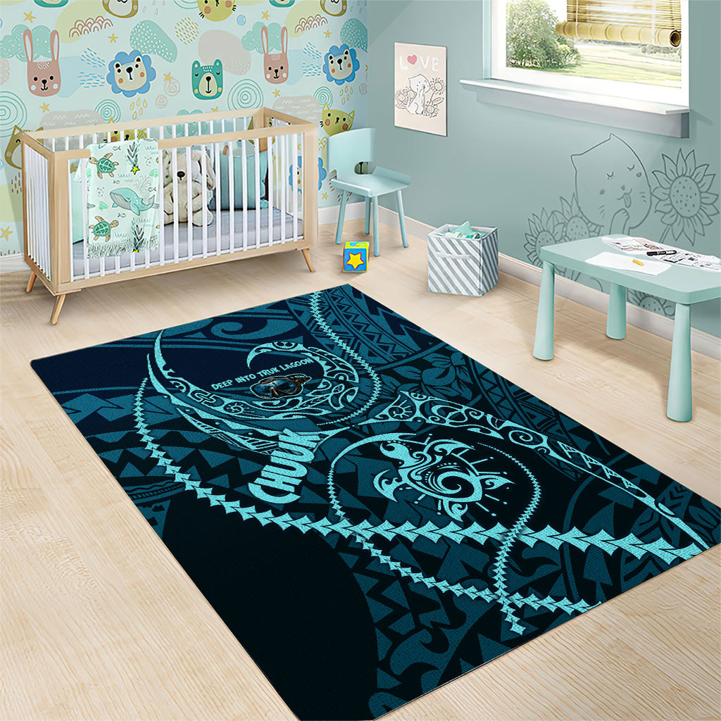 Chuuk Deep Into Truk Lagoon Area Rug Polynesian Tribal Pattern Wreck Diving Teal Ship Art TS04 - Polynesian Pride